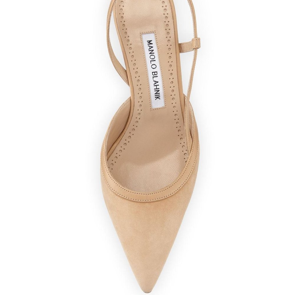 Lorispla Suede & Leather Low-heel Slingback Pump